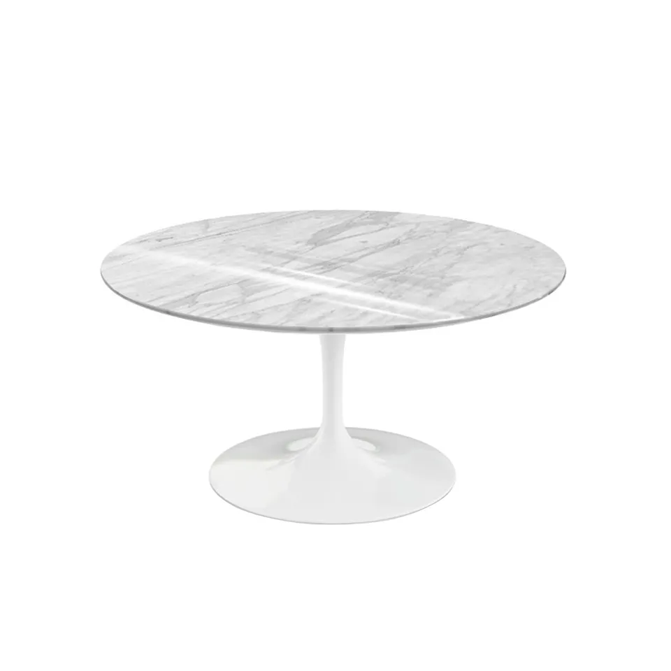 Saarinen Round Table - Coffee table, White frame, matt Statuarietto marble top, H: 38, Ø 91