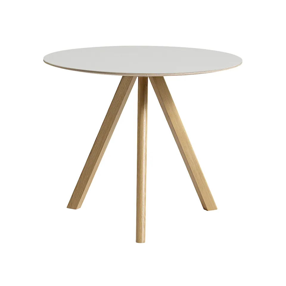 CPH20 2.0 Table Lacquered Oak Frame Ø90 X H74  Off-White Linoleum Tabletop Lacquered Edge