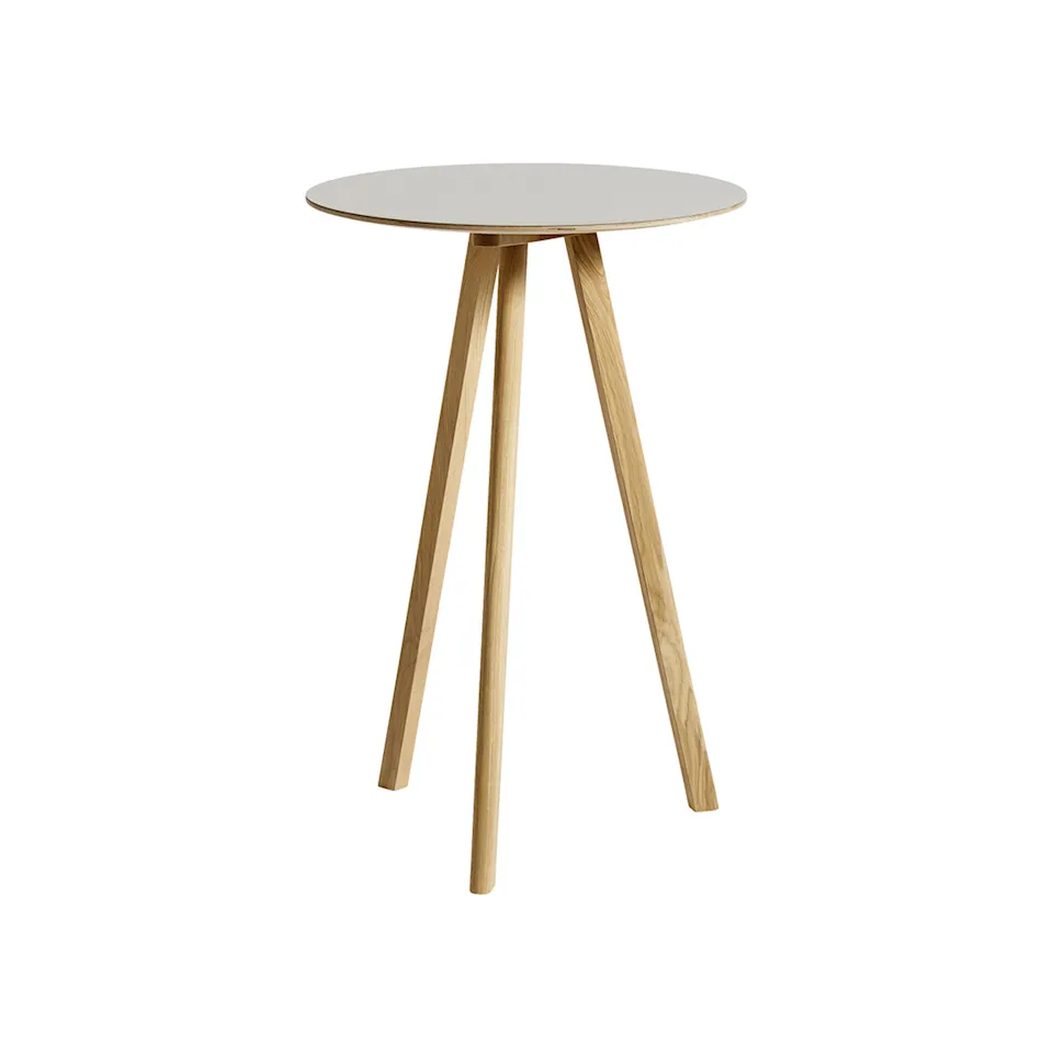 CPH20 2.0 High Table Lacquered Solid Oak Frame Ø70 X H105 Off-White Linoleum Top Lacquered Edge