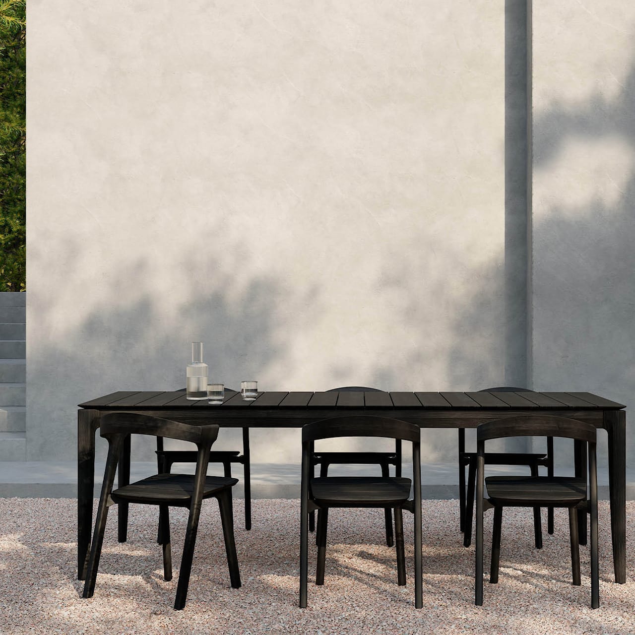 Bok Outdoor Dining Chair - Varnished Oak/Black