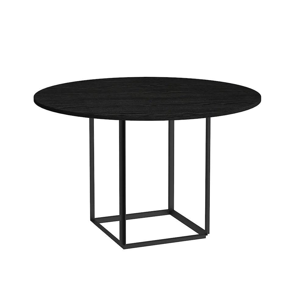 Florence Dining Table - Ø120, Top: Wood - Black stained ash, Base: Black