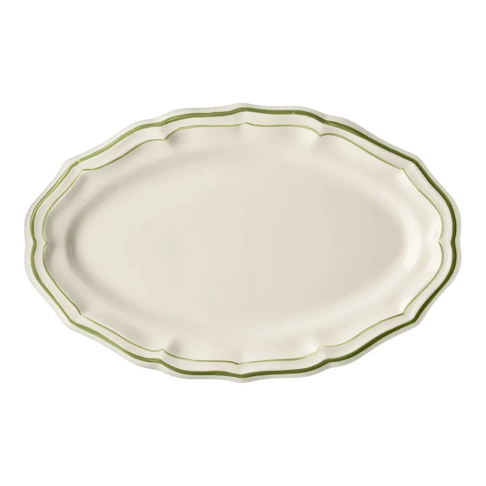 Filet oval serveringsfat grön
