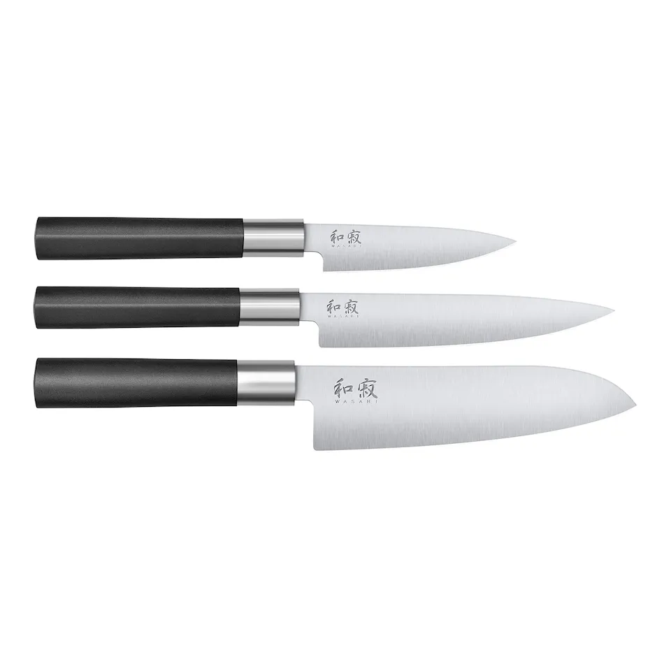 Wasabi Veitsisarja - Utility Veitsi 10 cm, Utility Veitsi 15 cm & Santoku Veitsi 16,5 cm