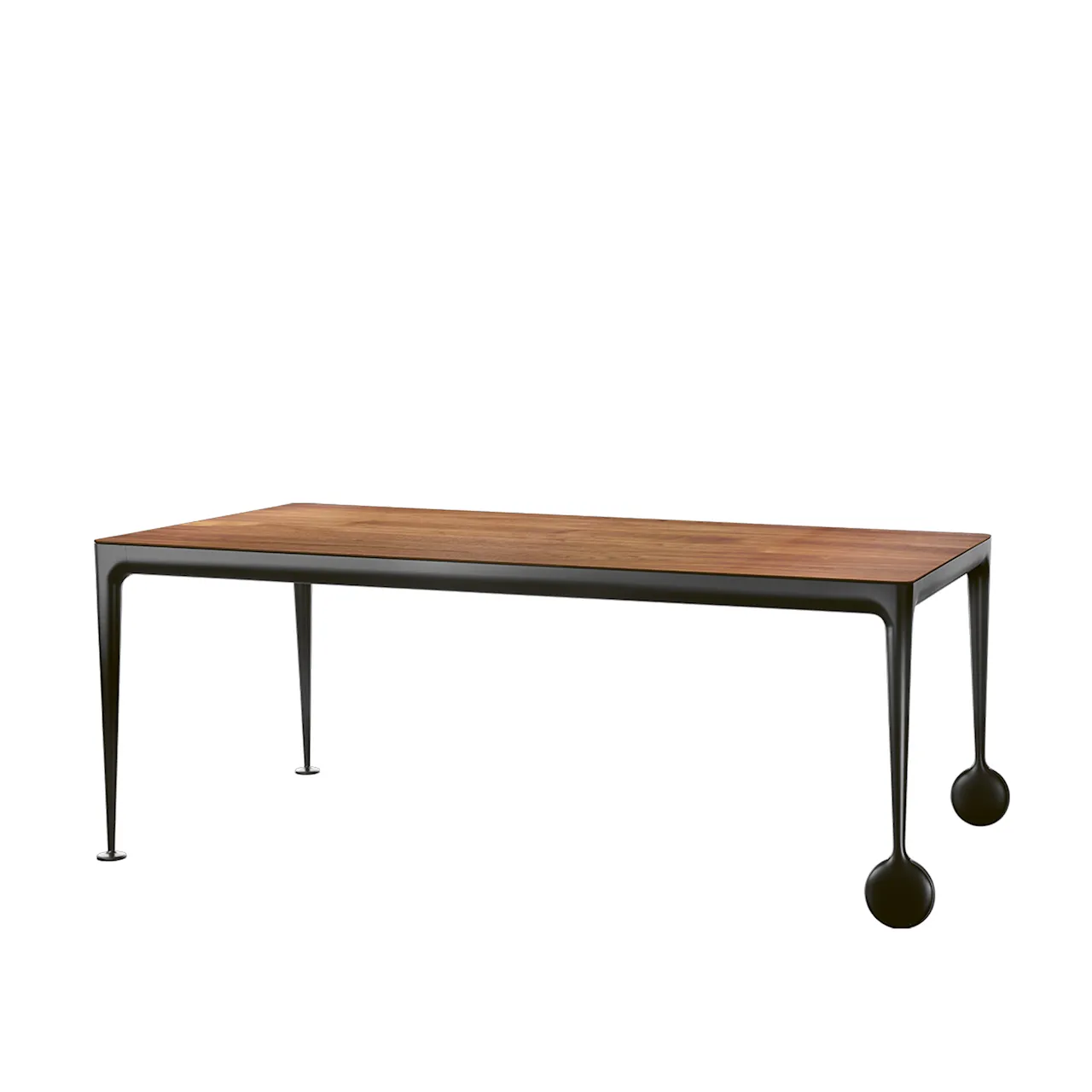 Big Will Extending table Black aluminium frame/Walnut top/Black leaves