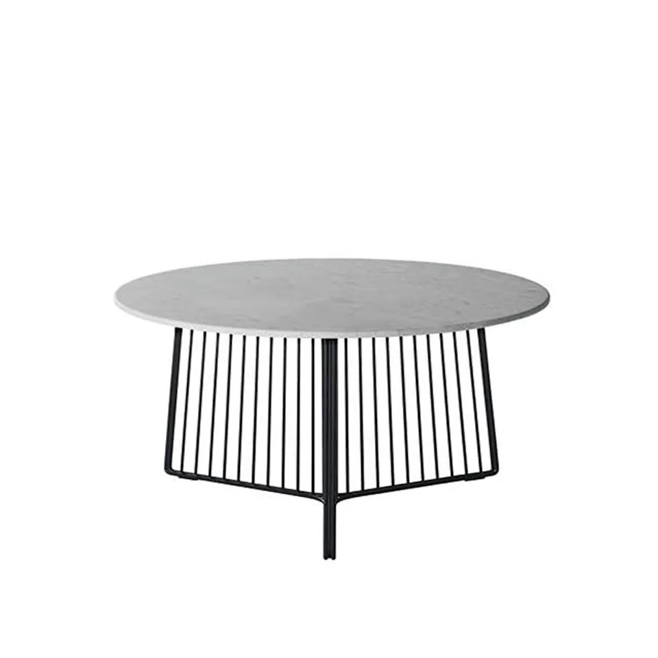 Anapo Round Table D80 - Carrara Marble Top, Black Painted Steel