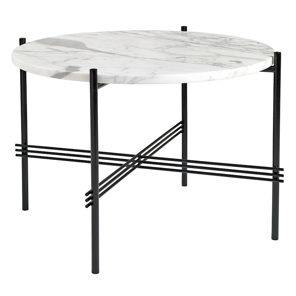 TS Coffee Table Ø 55 H. 41, Top: Bianco Carrara Marble, Base: Black