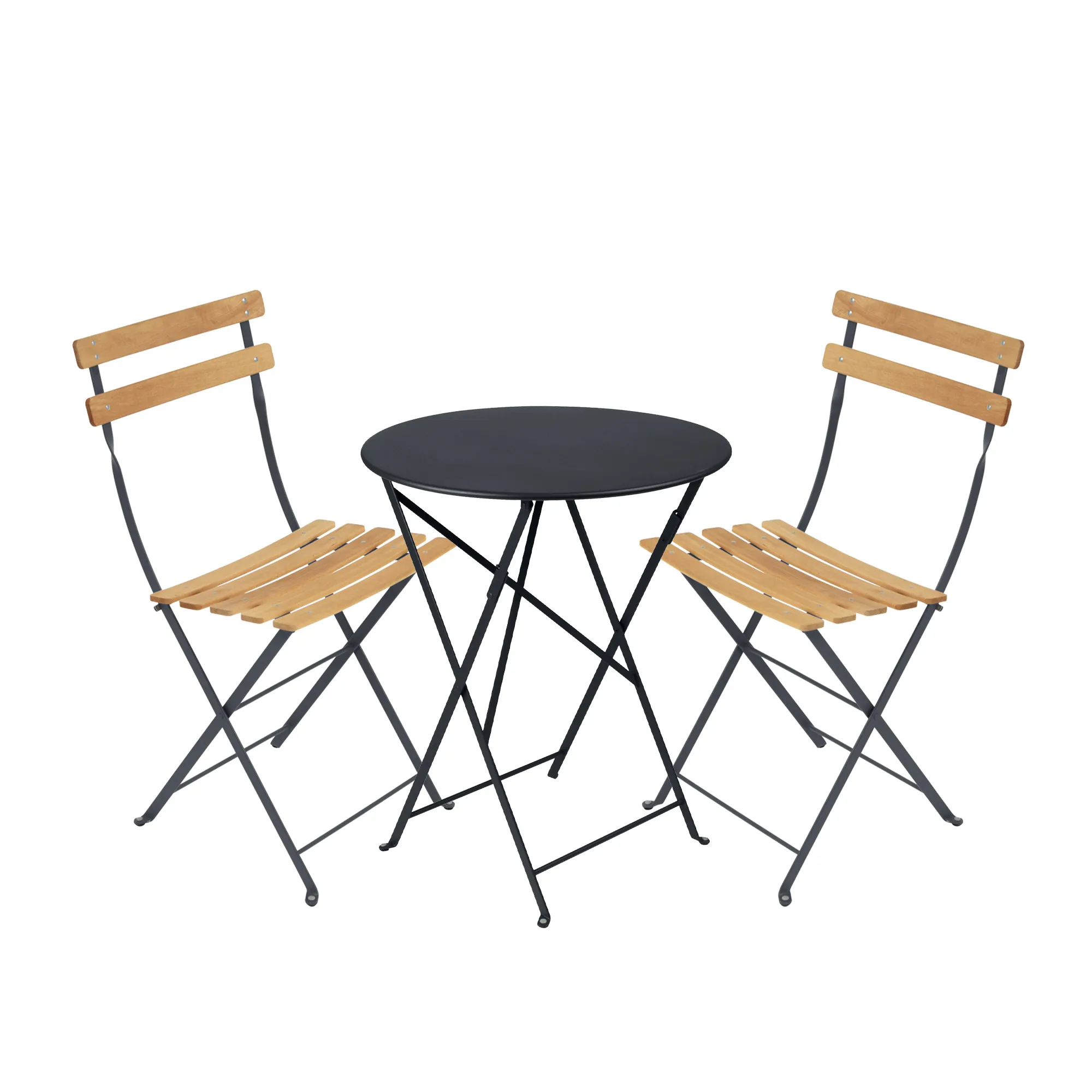 Bistro spisesæt Ø60cm & 2 træ stole - 1
