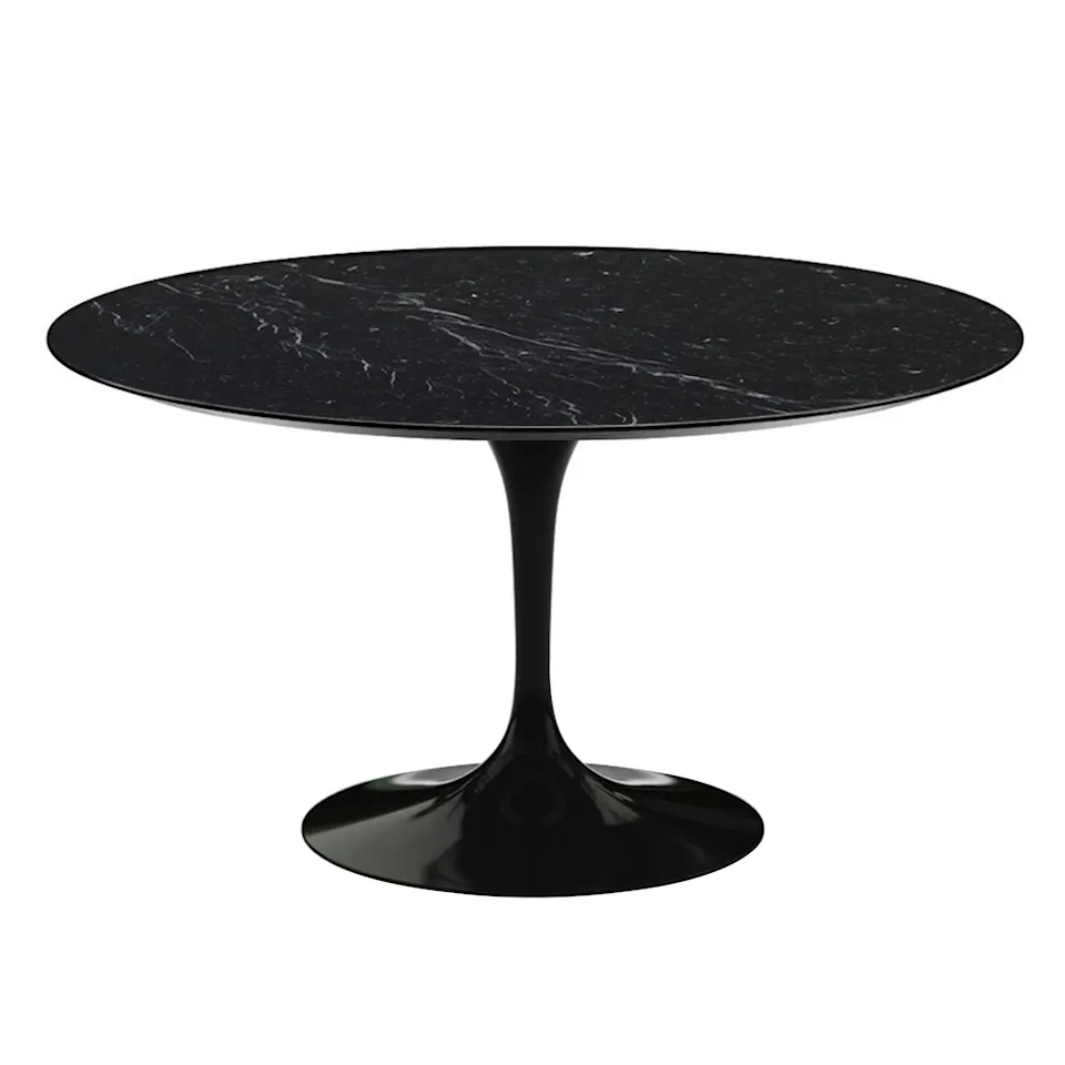 Saarinen Round Table - Dining table, Ø 137 cm, Black frame, glossy black Marquina marble top