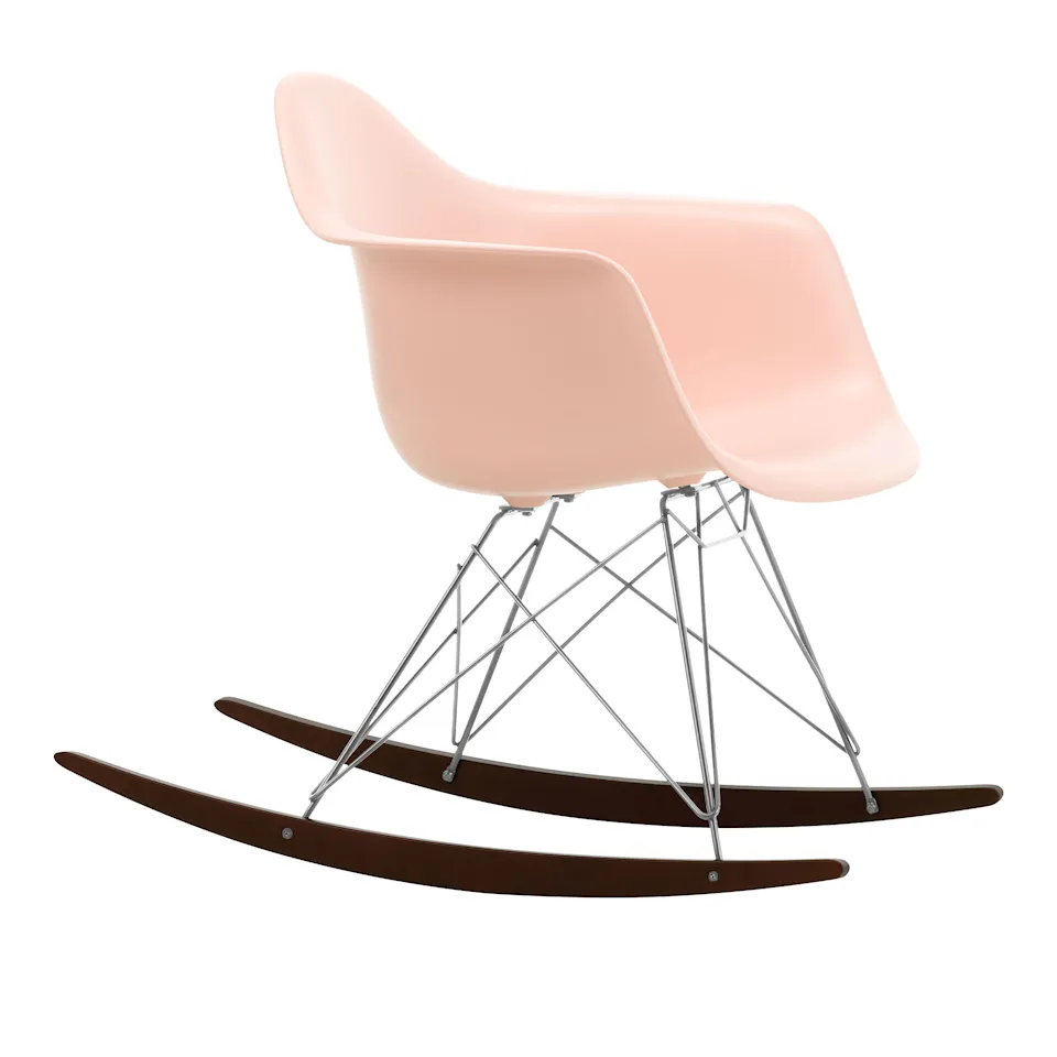Eames RE Plastic Armchair RAR gyngestol Chrome/Dark Maple