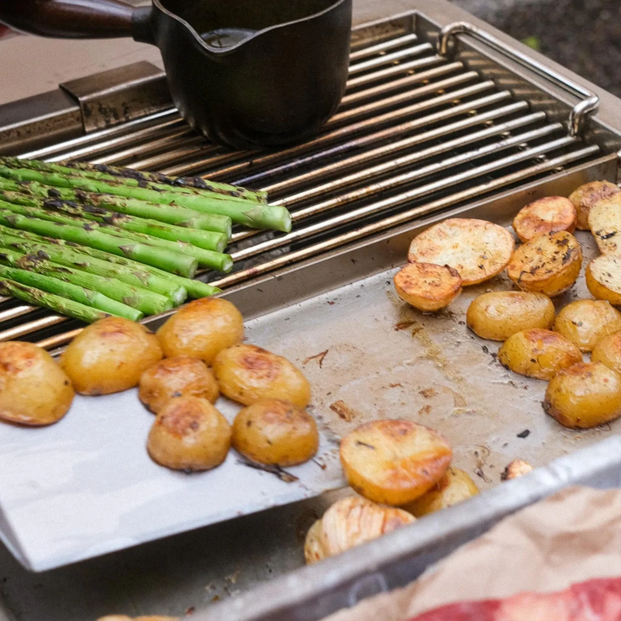 Combinatie L buitenkeuken met houtskoolgrill en spoelbak - 5