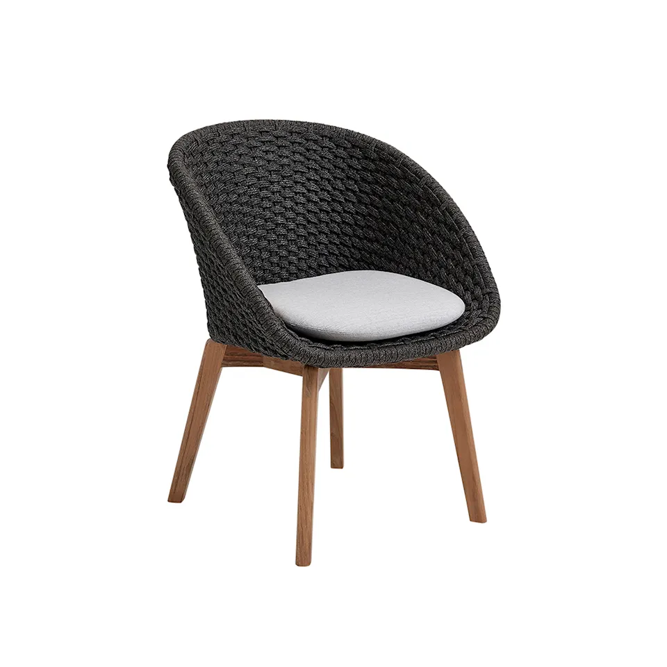 Peacock Chair, Cane-Line Soft Rope, Legs: Teak, Cushion: Cane-Line Natté, Light Grey