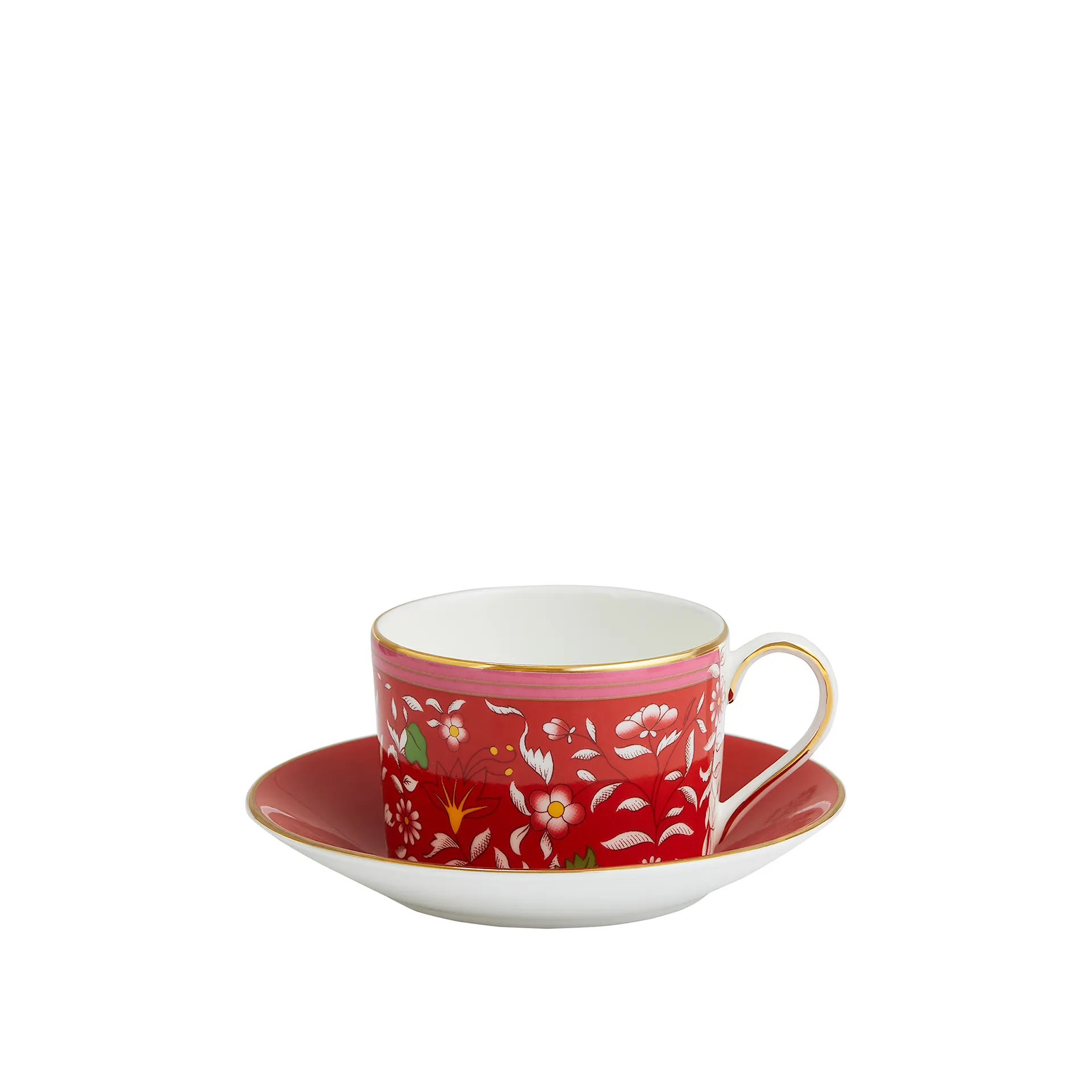 Wonderlust Crimson Jewel Teacup  Saucer - Wedgwood - NO GA