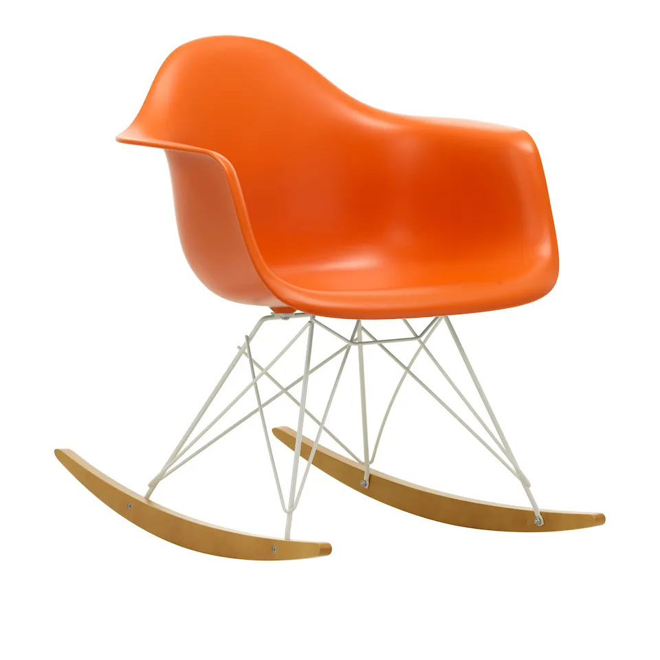 Eames RE Plastic Armchair RAR keinutuoli White/Golden Maple