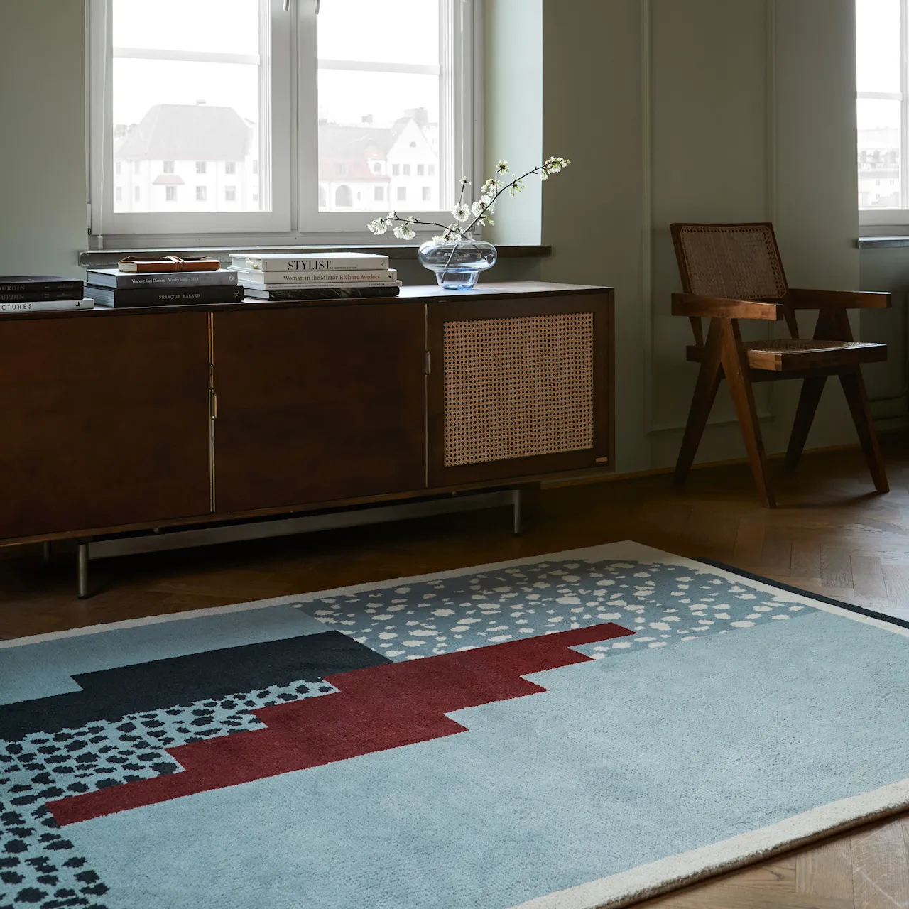 Art Deco 1 Blue Wool Rug