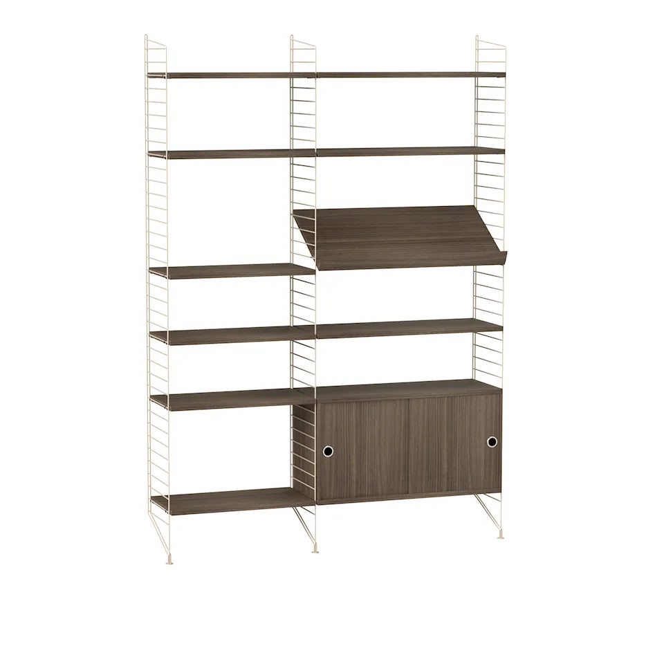 Living room shelving system H walnut/beige