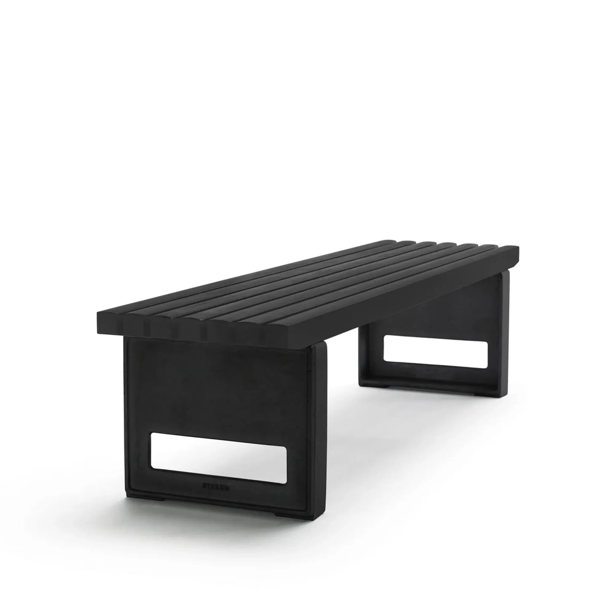 Block Bench Small Grey Lacquered Pine Wood - 1