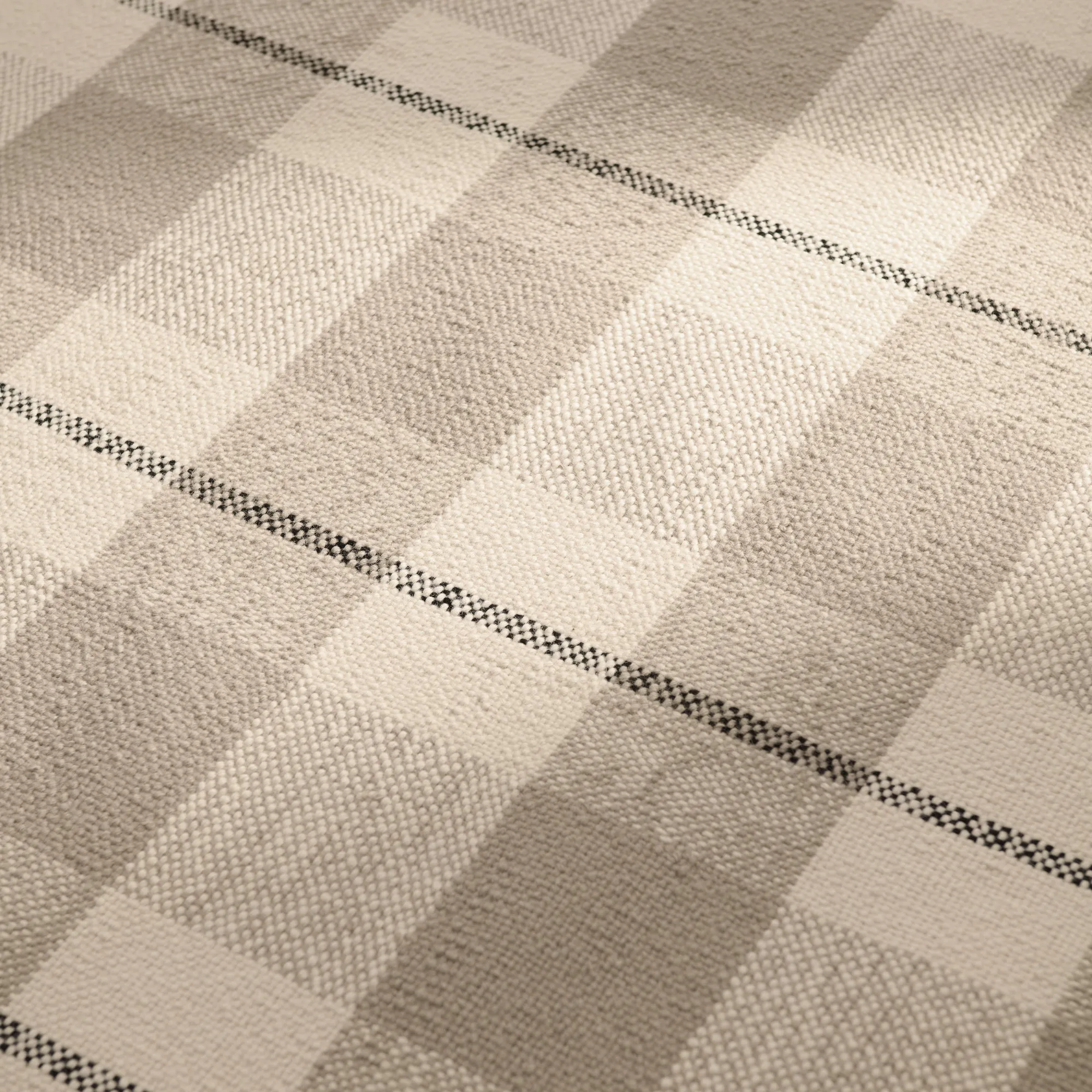 Plaid Sand/Cream Wool Rug - 4