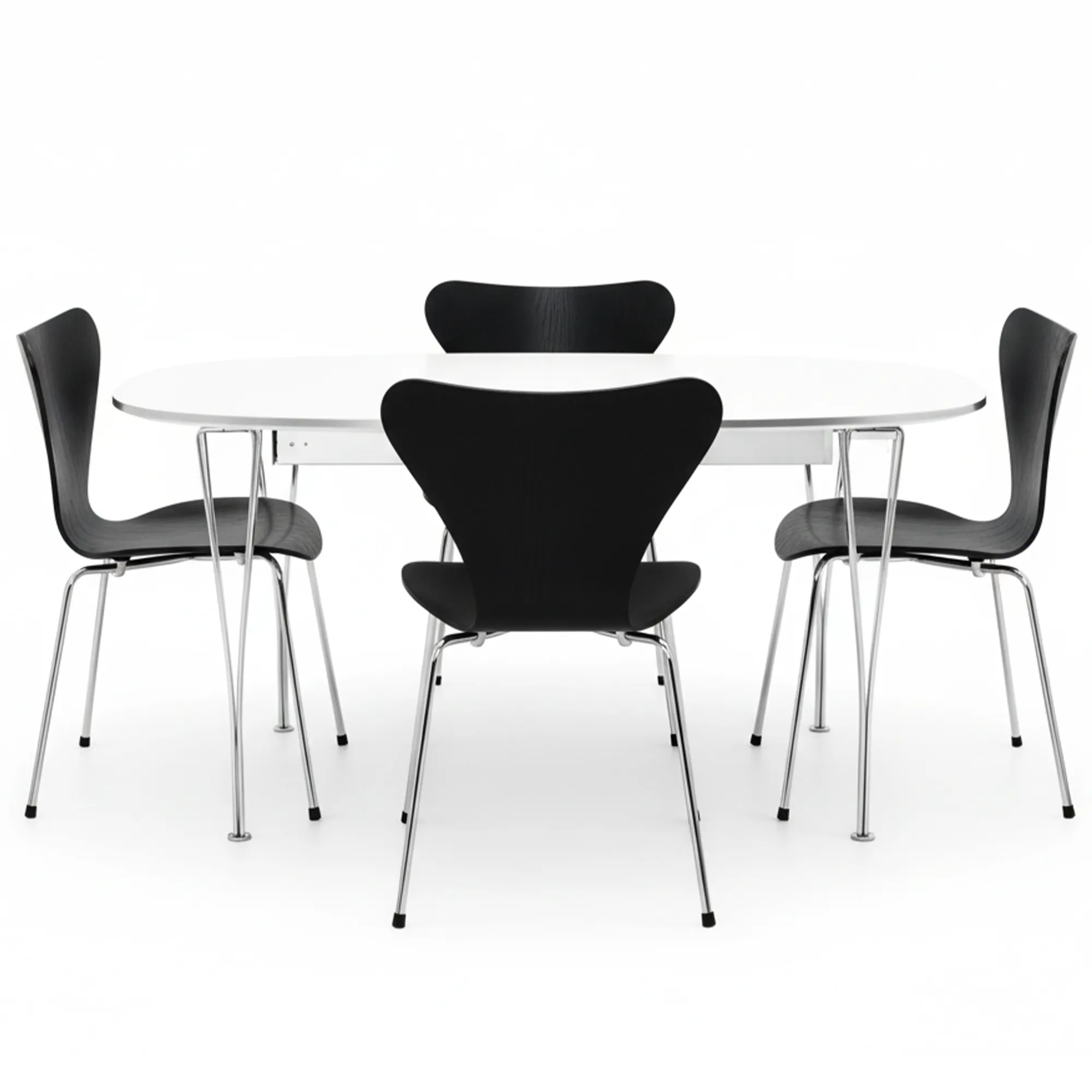 B620 Superellips spisebord & Sjuan 3107 spisebordsstol sort ask 4 stk. - 1