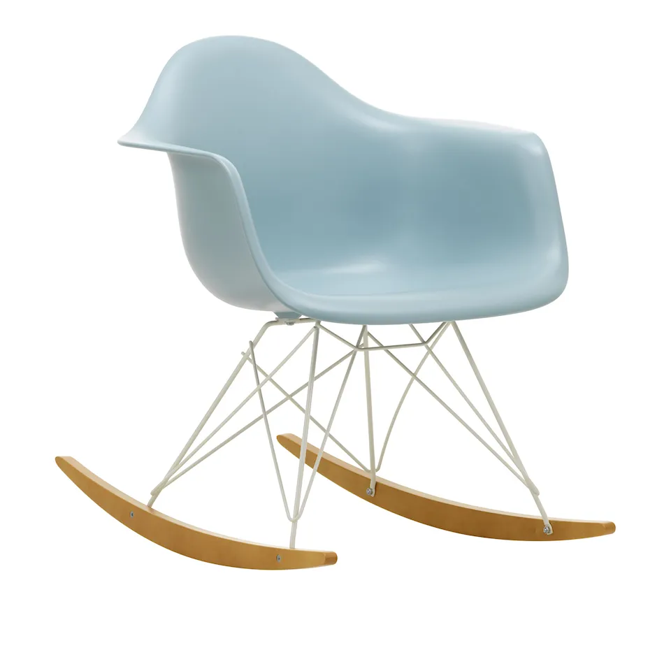 Eames RE Plastic Armchair RAR - 23 Ice Grey - White Base - Golden Maple