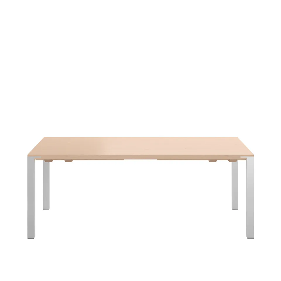 GM 2110 Table, 170 x 100 cm, Tabletop in Soaped Oak, 2 additional tabletops in the same wood, Legs in brushed stainless steel