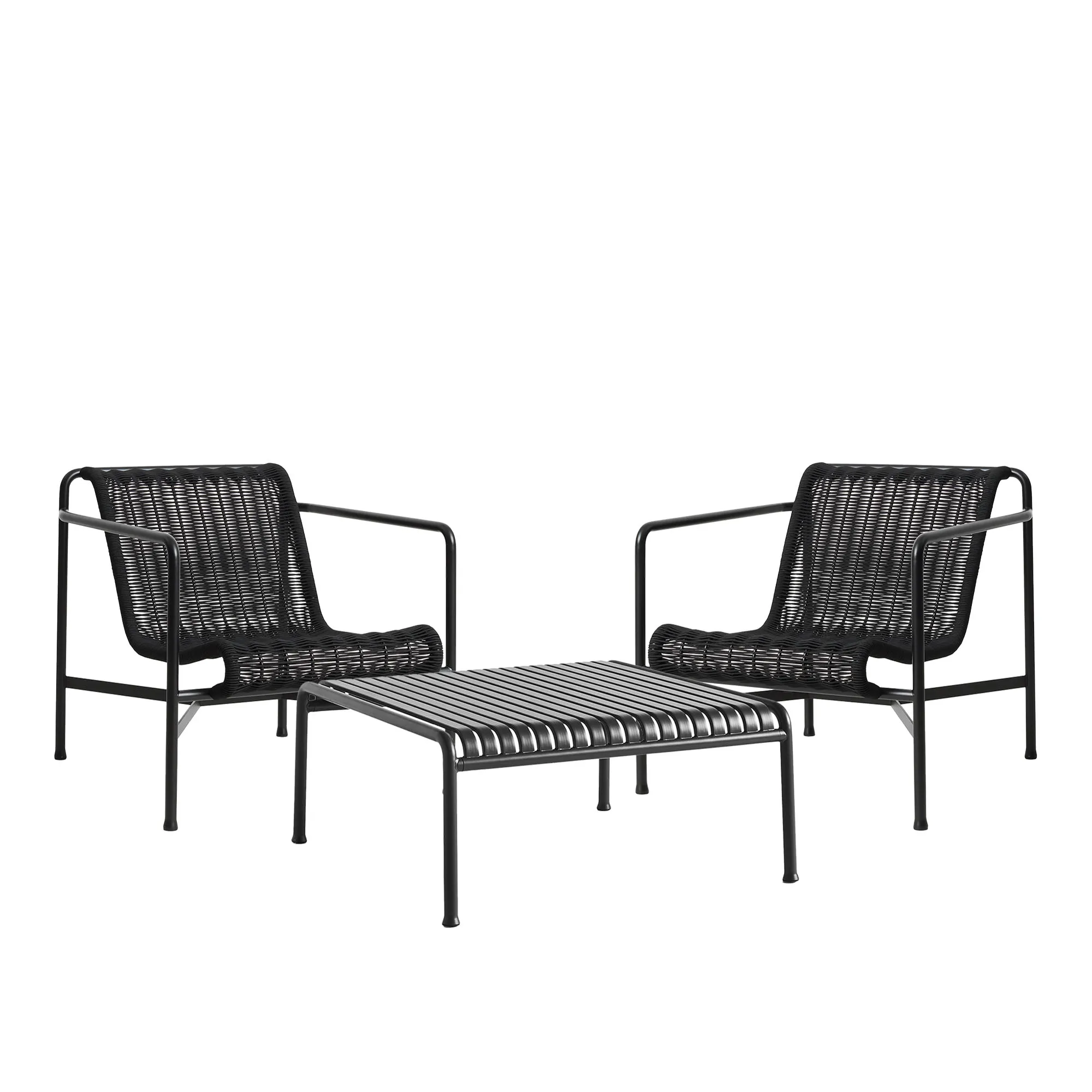 Palissade cord lounge group med 2 chairs & low garden table - 1
