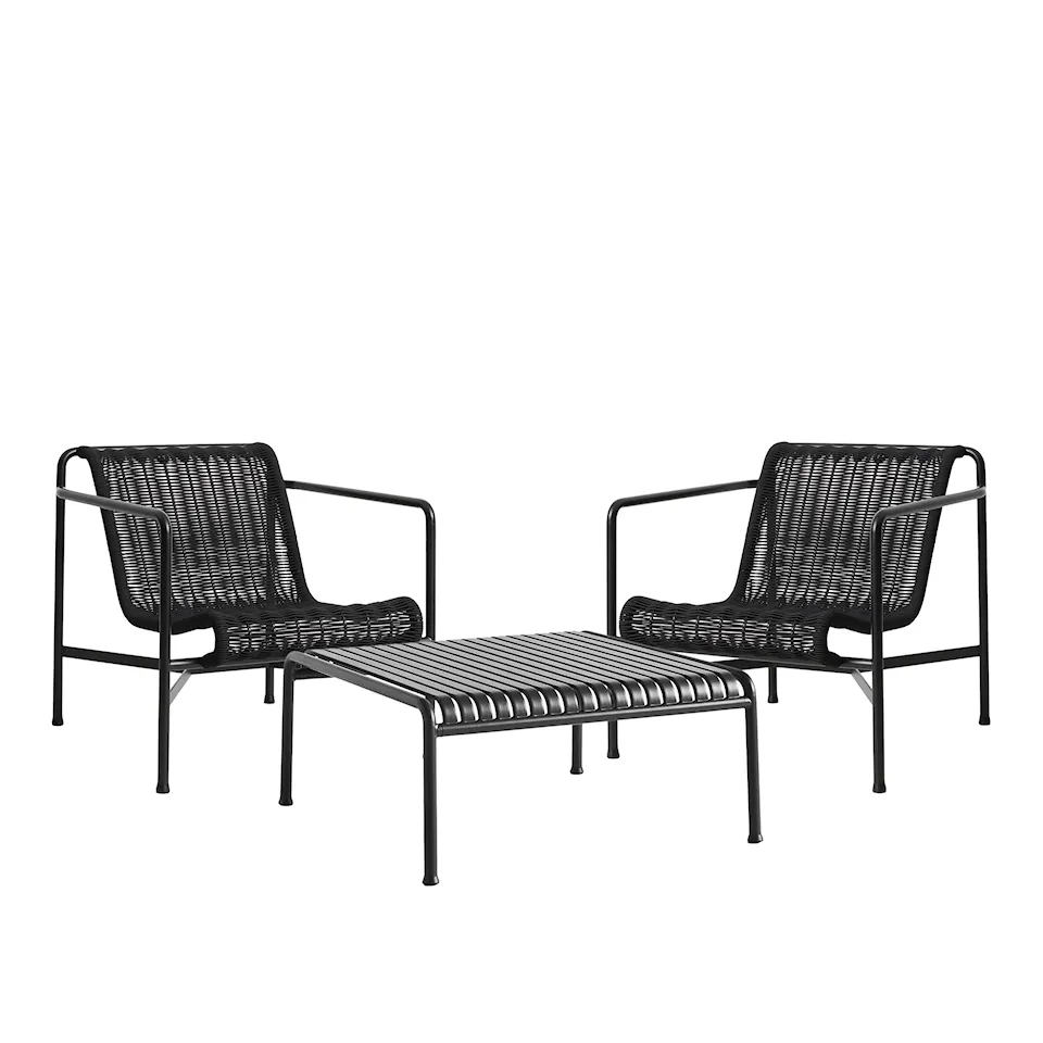 Palissade cord lounge group med 2 chairs & low garden table