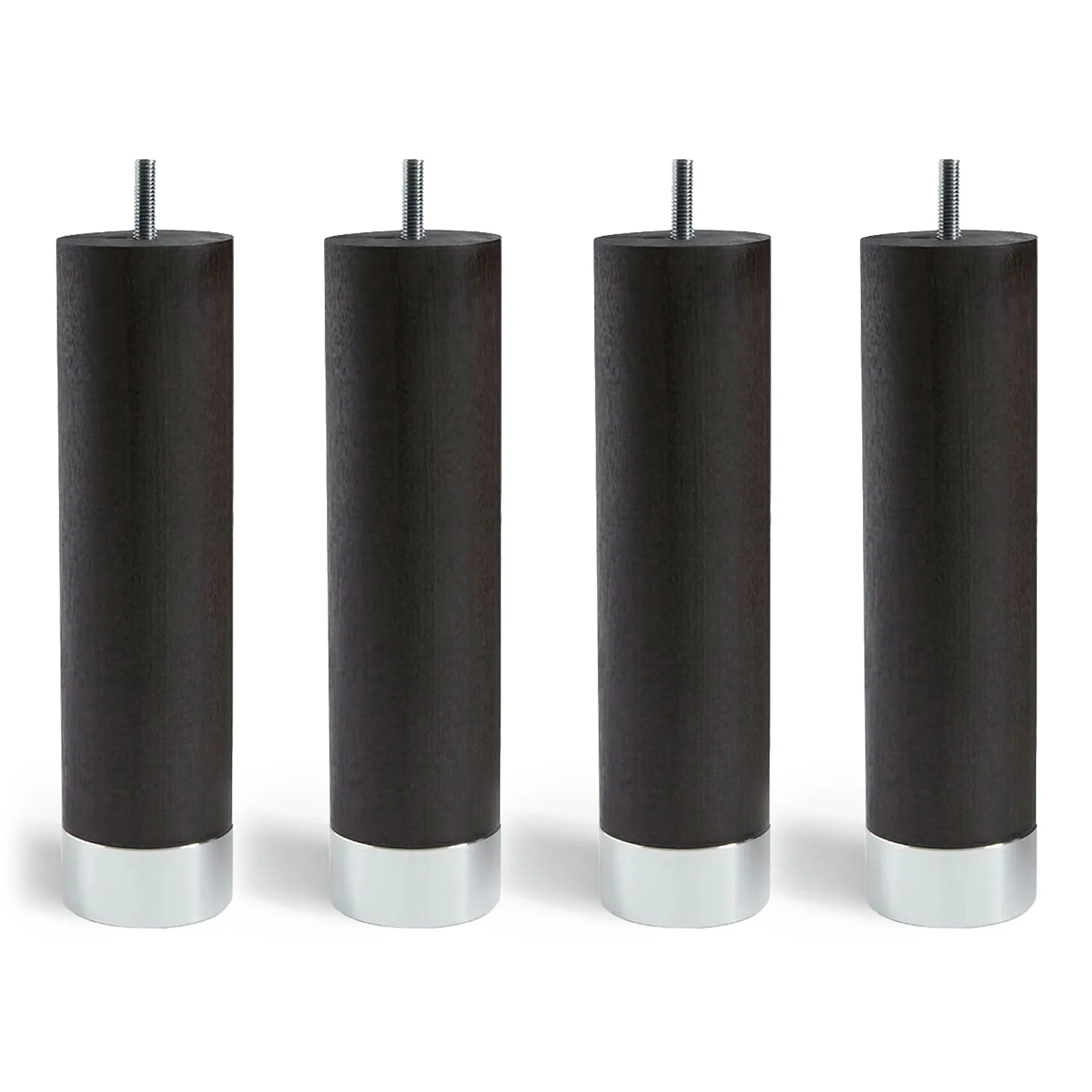 Cylinder bedpoten van wengé-aluminium 4 stuks - 1