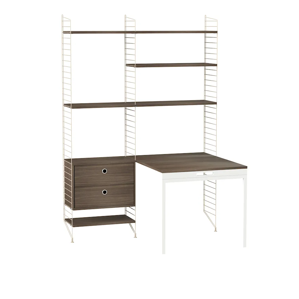 Office shelving system E walnut/beige