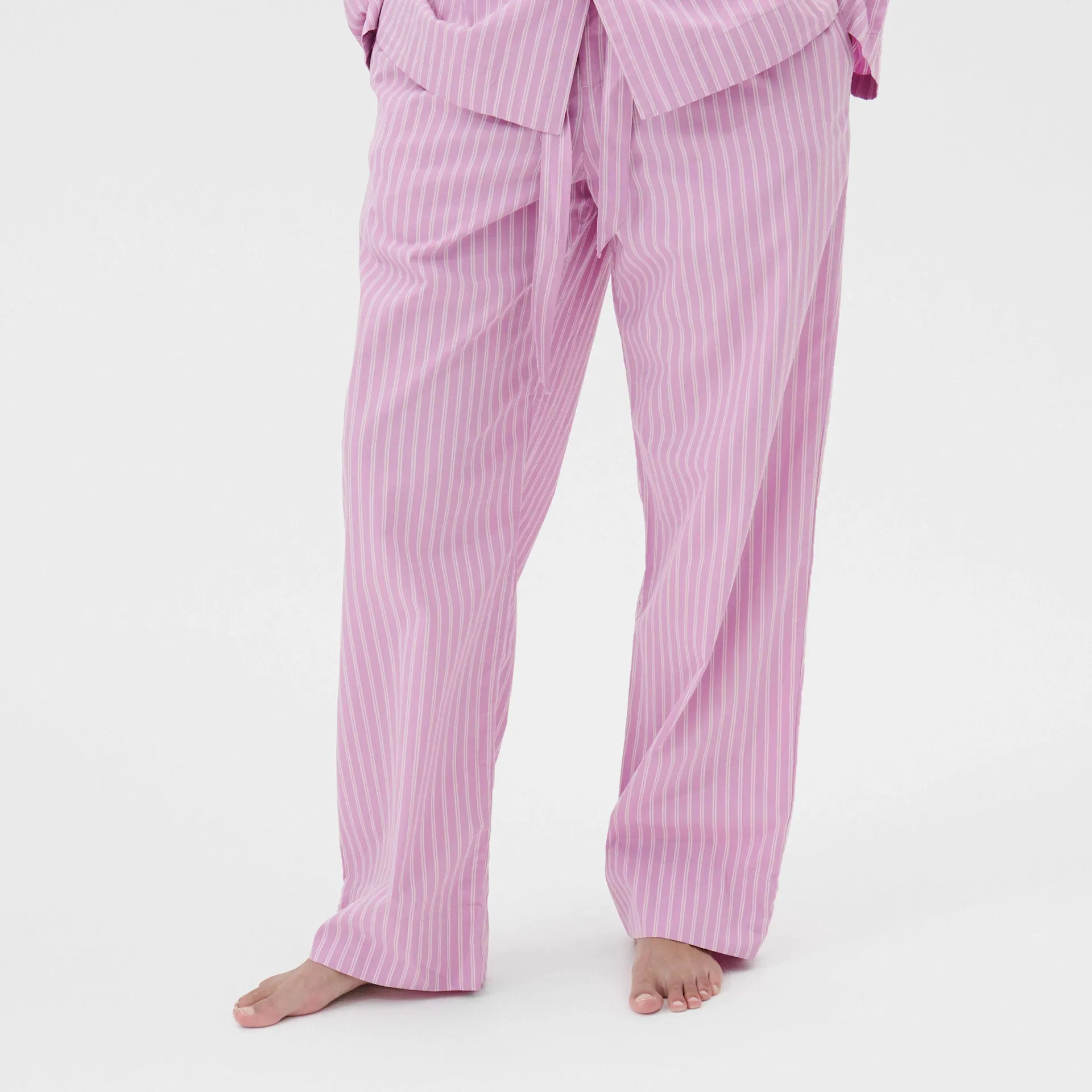 Poplin Pyjamas Pants Purple Pink Stripes - TEKLA - NO GA