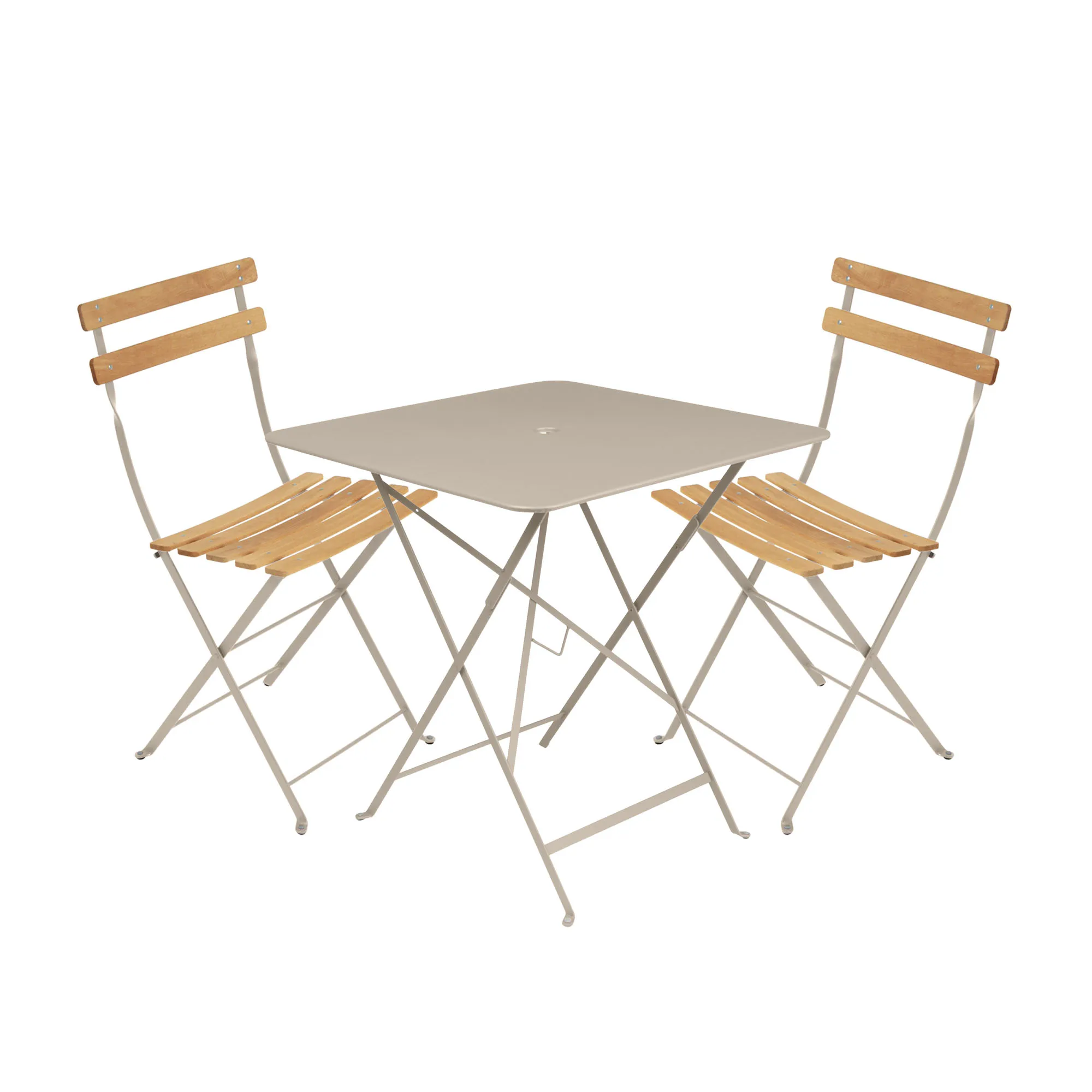 Bistro eetgroep tafel 71cm & 2 hout stoelen - 1