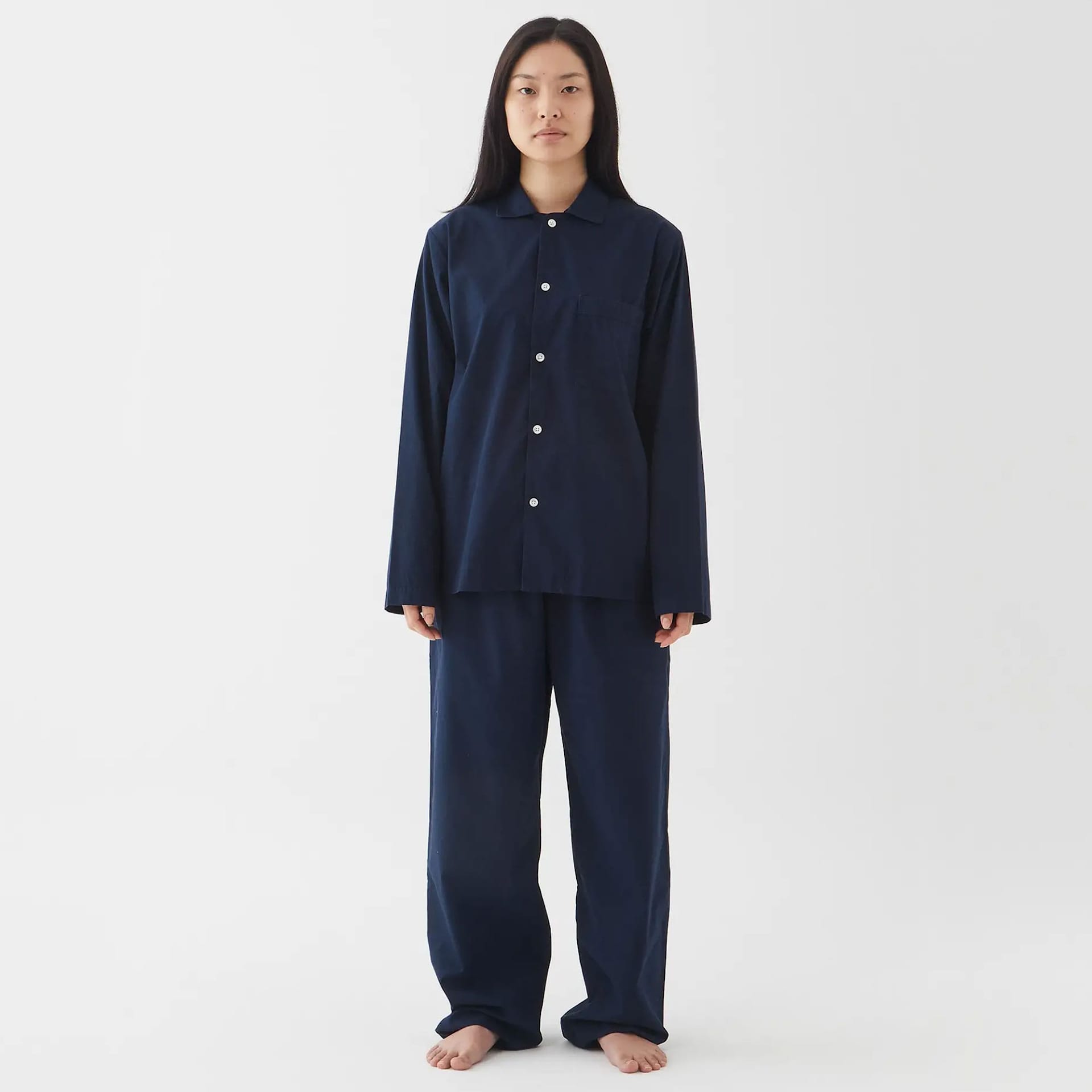 Poplin Pyjamas Shirt True Navy - TEKLA - NO GA
