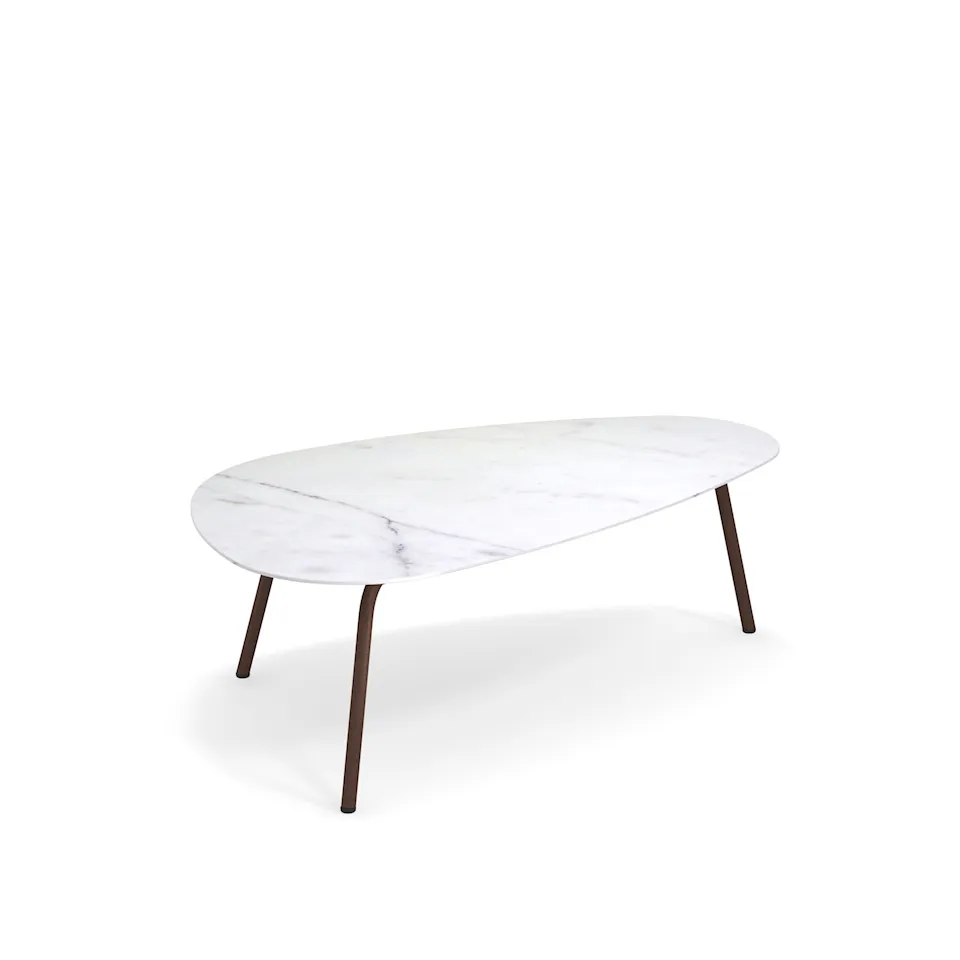 Terramare Large Coffee Table, Frame: Corten, Top: Porcelain Stoneware, Statuario White