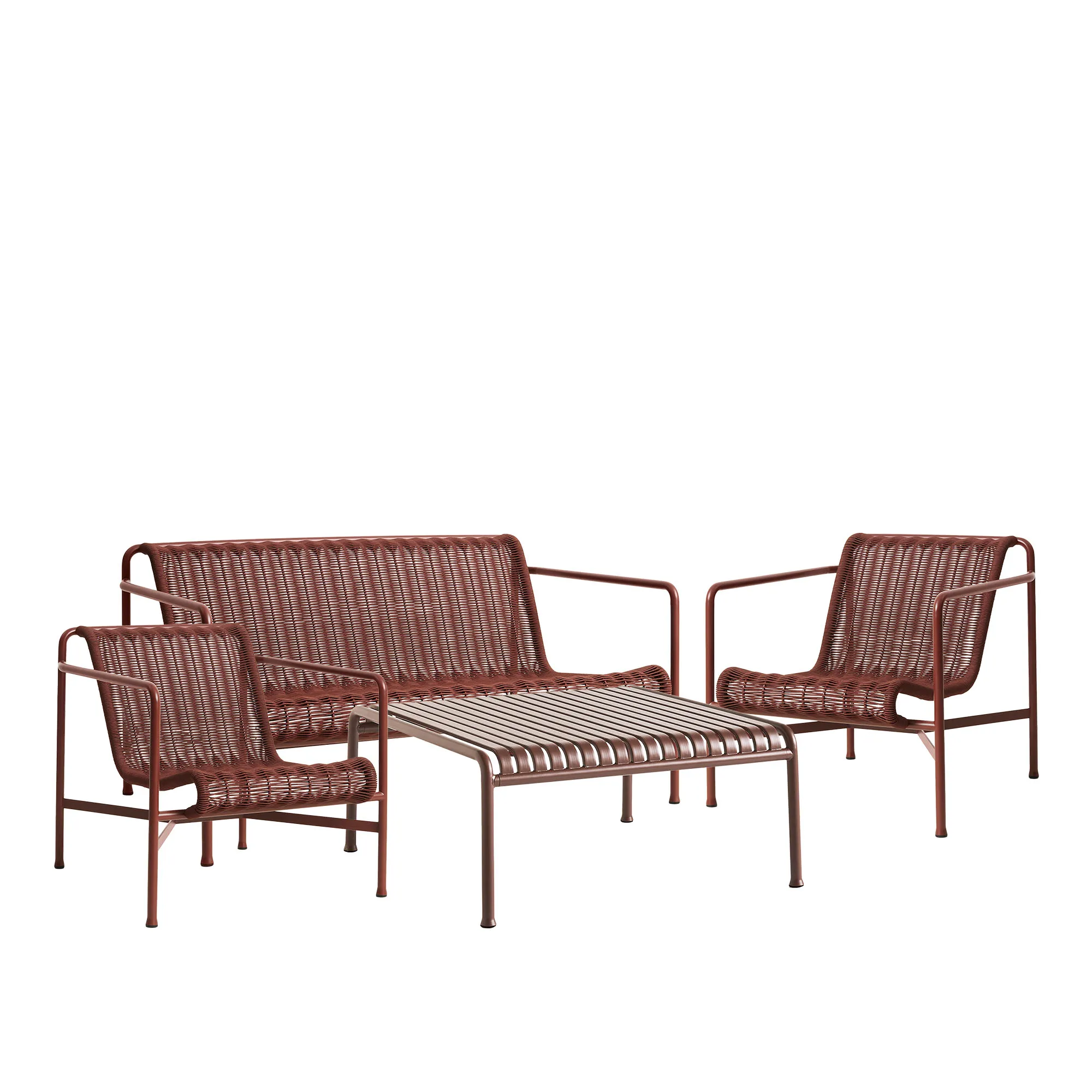 Palissade cord lounge group med lounge sofa, 2 lounge chairs & low garden table