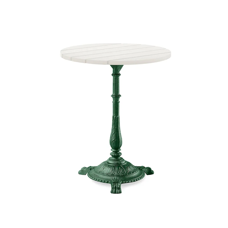 Table Classic Ø 60 White Lacquered Pine Wood/Green Lacquered Aluminium