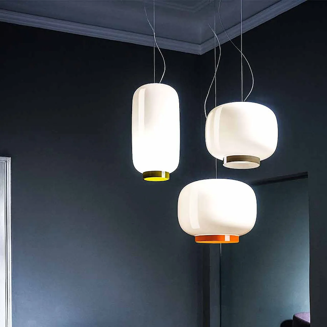 Chouchin 1 Reverse pendant lamp orange