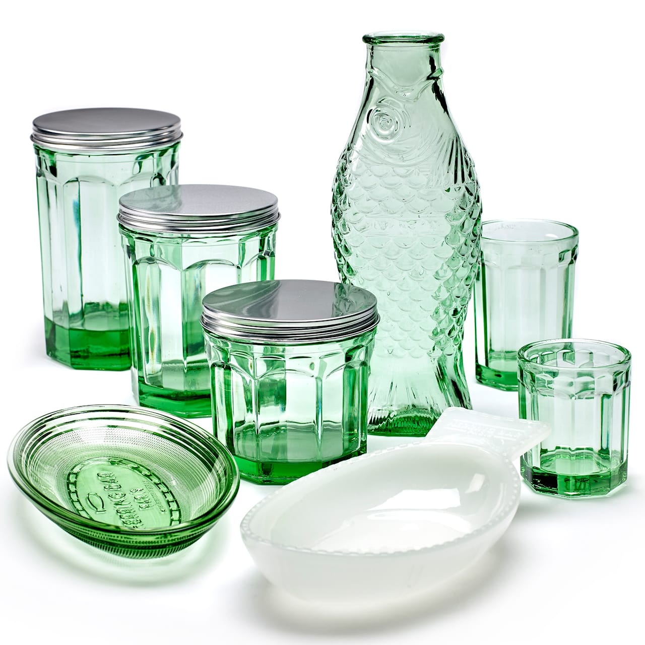 Jar With Lid Transparent Green