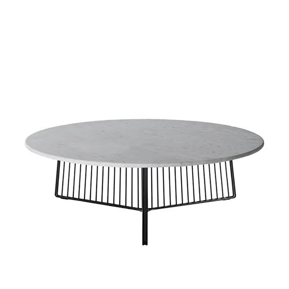 Anapo Round Table D108 - Carrara Marble Top, Black Painted Steel