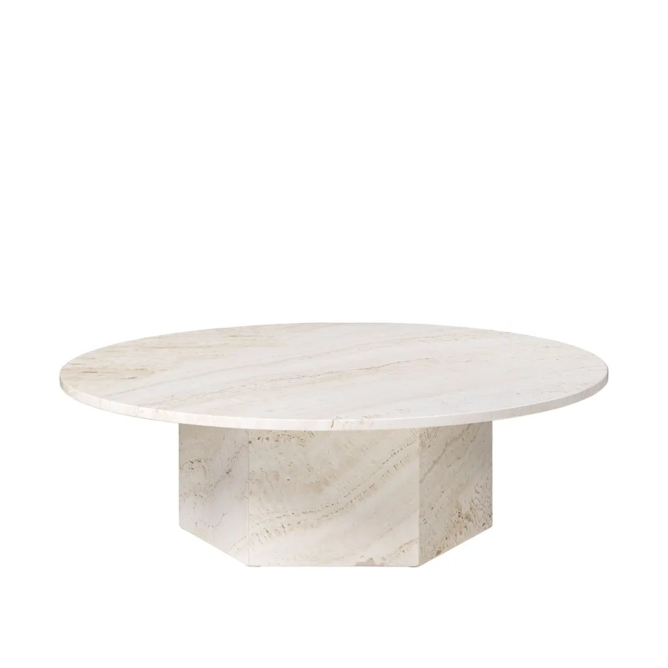 Epic Coffee Table, Round Ø110, White Travertine Stone