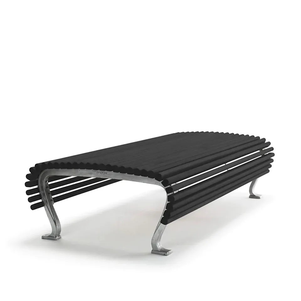 Bench Jujol - Wide, Grey Lacquered Pine Wood/Nature