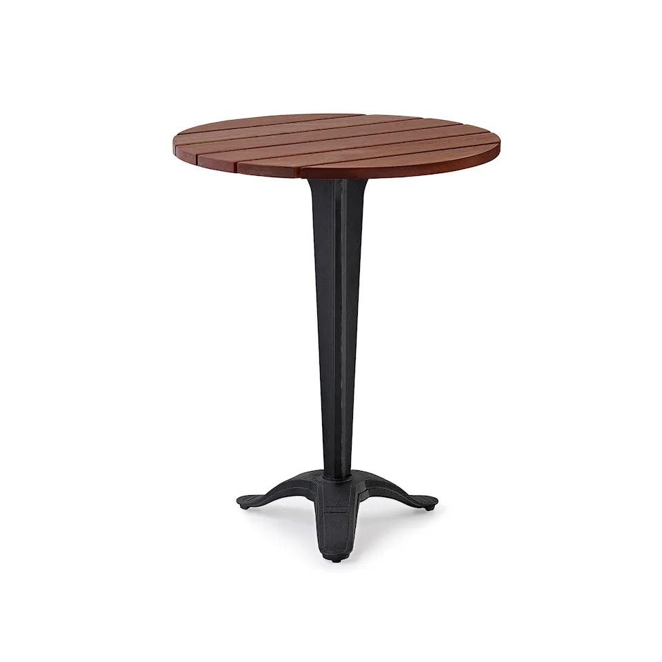 Table Calais - Small Foot Ø 60 Brown Lacquered Pine Wood/Black Lacquered Aluminium