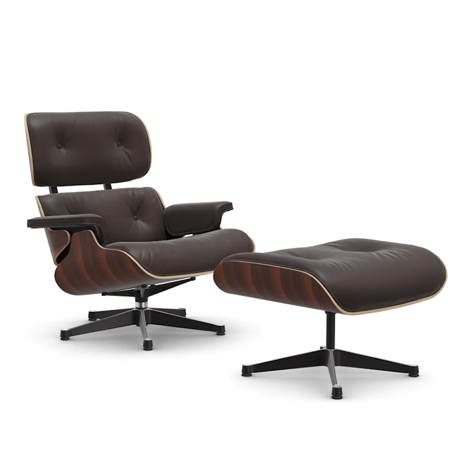 Eames Lounge Chair & Ottoman Santos Palisander Black/Polished Base