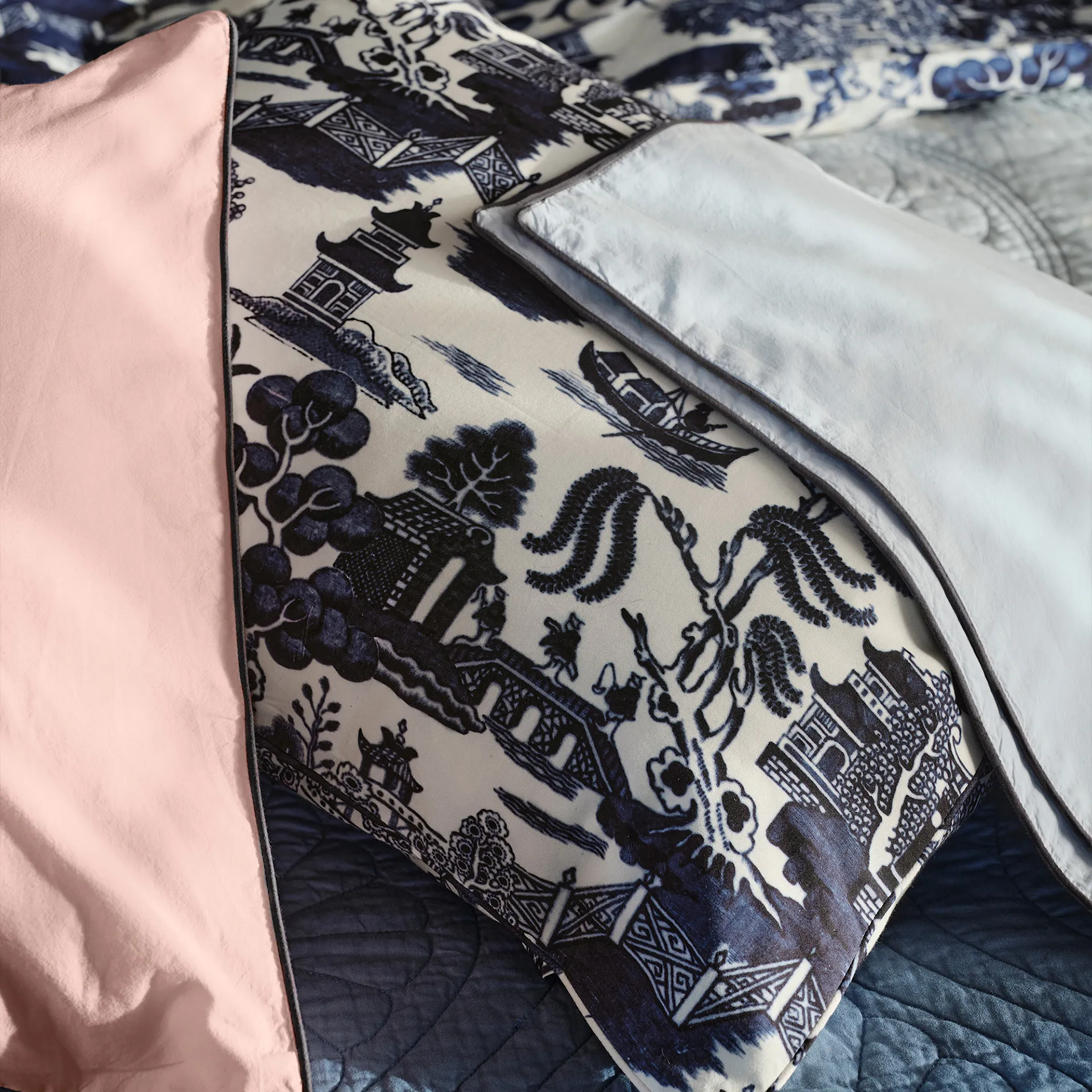 Powder Pillowcase ECO Pink/Dark Blue - Mille Notti - NO GA