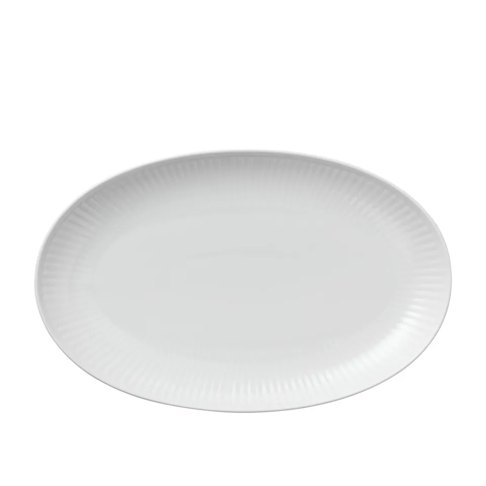 White Fluted Oval Plate 23.5 cm