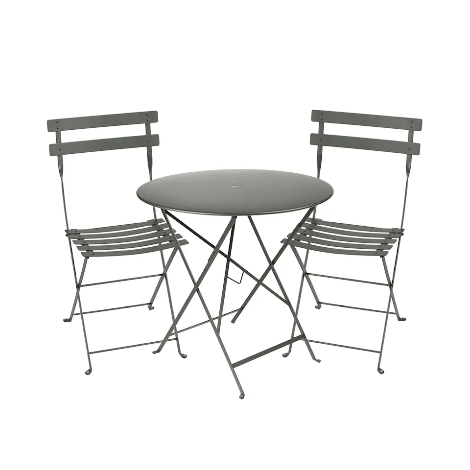 Bistro dining set table 77cm & 2 metal chairs