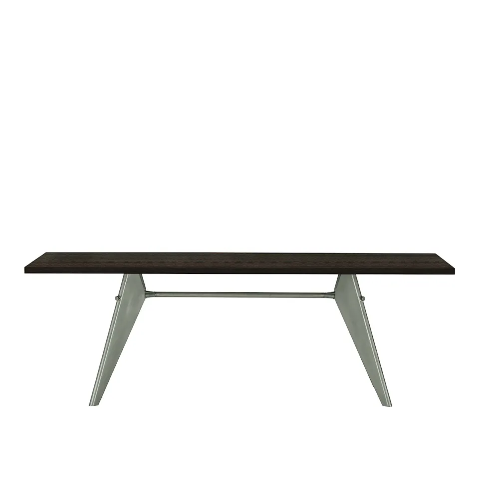 EM Table 220, Base Prouvé Gris Vermeer - Dark Oak Veneer