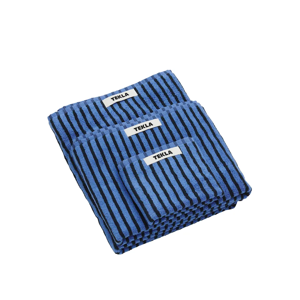 Terry Towel Striped Blue  Black