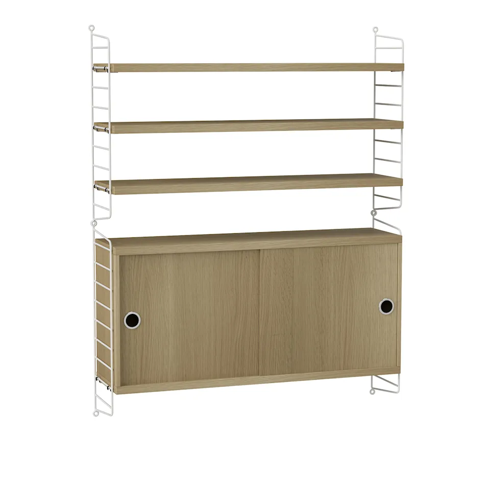 Living room shelving system I oak/white