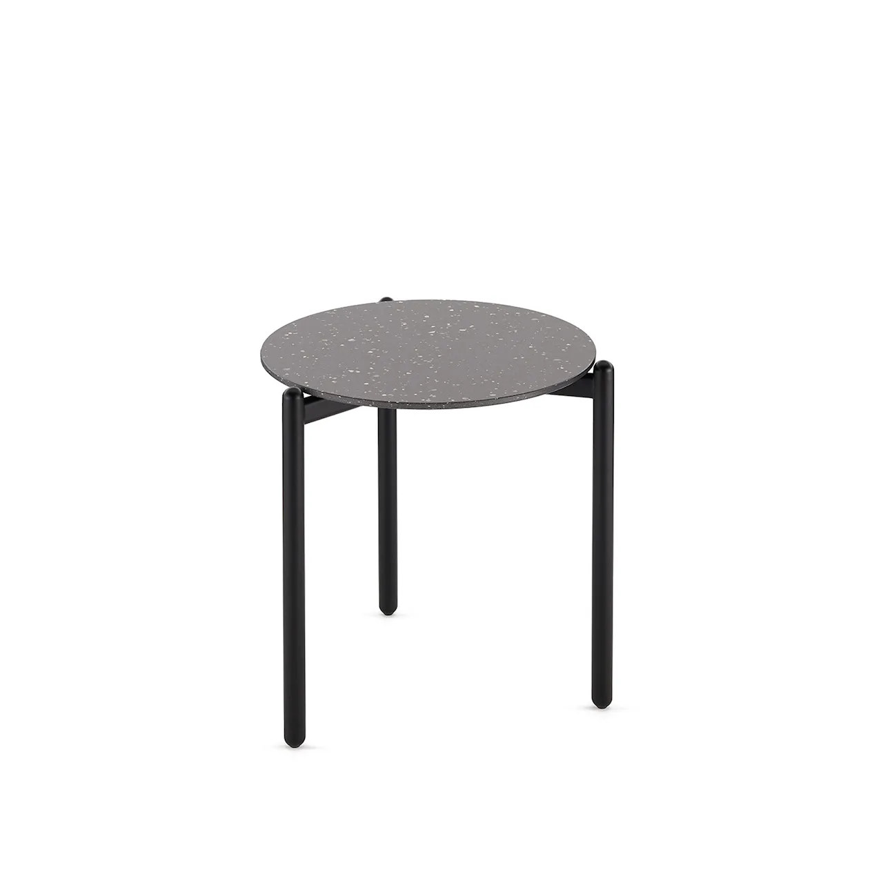 Undique Low Table 48x51 Black Legs Light Gray Terrazzo