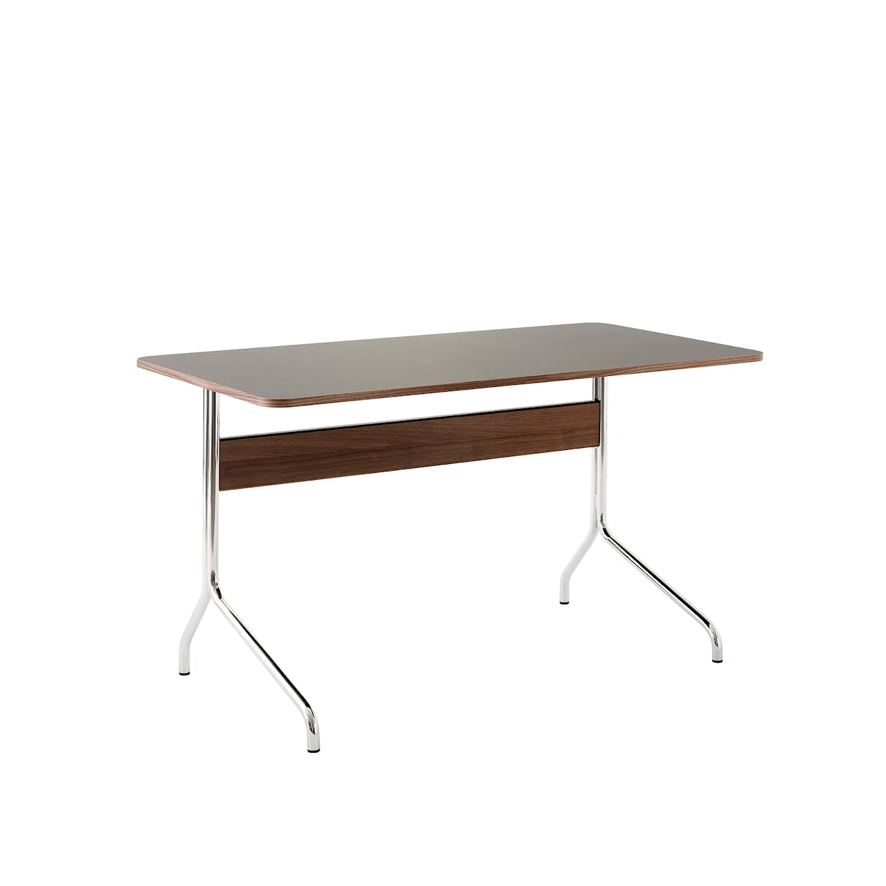 Pavilion Desk AV16, 130x65 cm, Linoleum Iron 4178/Walnut/Chrome Legs