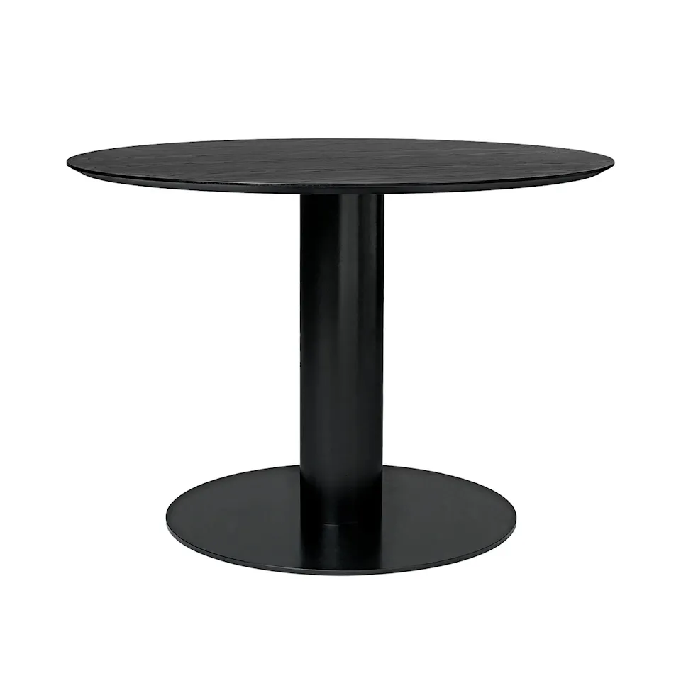 GUBI 2.0 Dining Table, Ø 110 cm, Top: Wood - Black stained ash, Base: Black